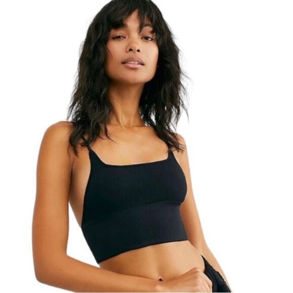 Free People Andi Square Neck Seamless Bra Black Size XS NWT - Picture 2 of 11